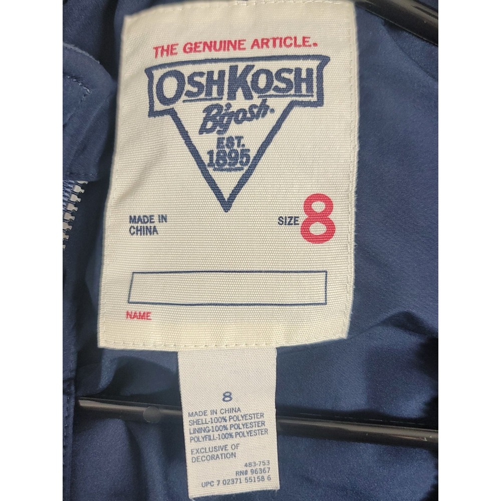 OshKosh B'gosh Puffer Vest Full Zip Quilted Outerwear Boys Size 8 Navy Winter - Picture 6 of 6